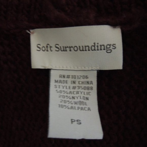 Soft Surroundings Burgundy Alpaca Blend Open Cardigan PS *Runs L - Picture 8 of 8